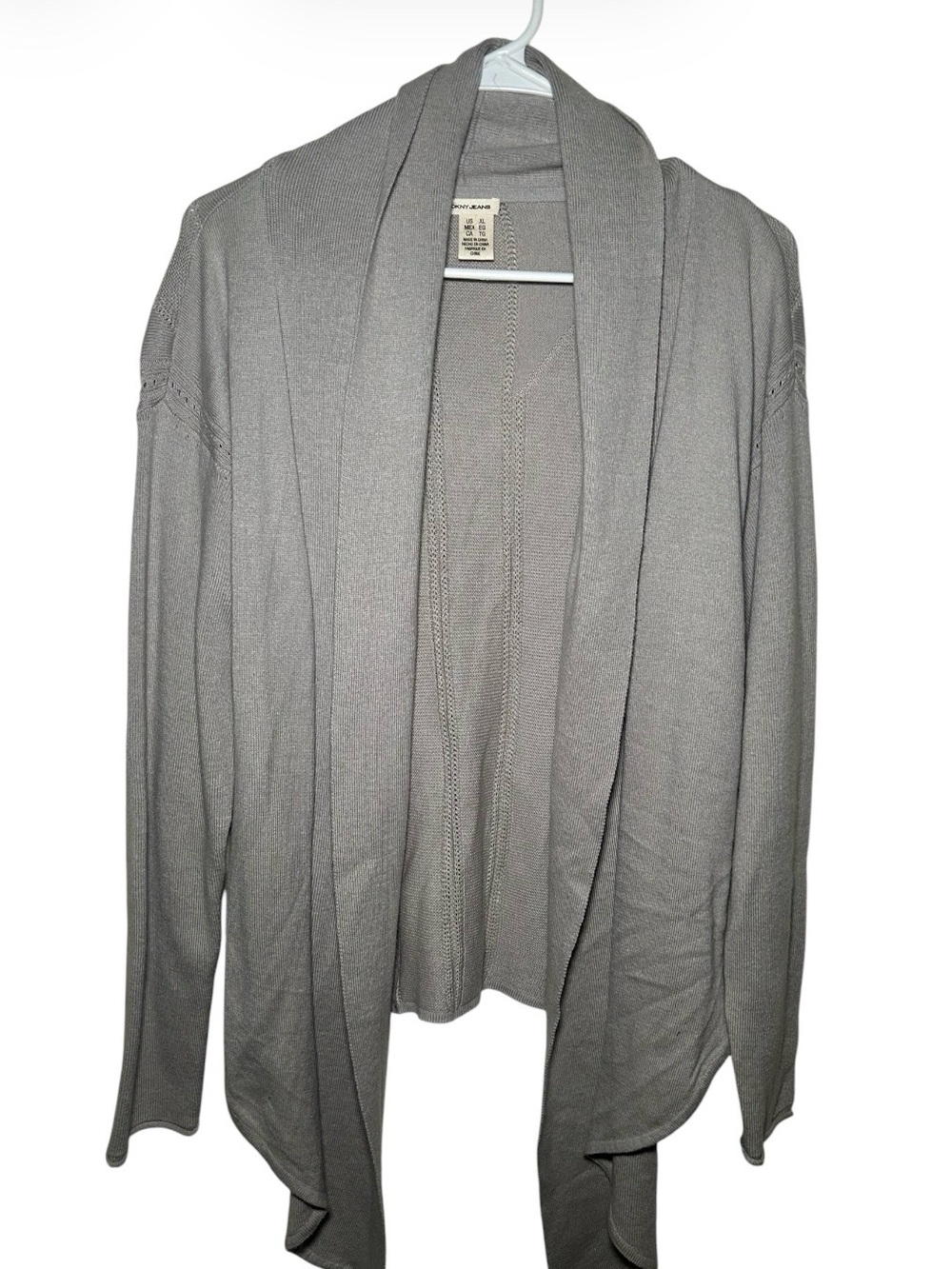 DKNY Jeans‎ Womens Lightweight Gray Open Front Knit Cardigan Sweater XL Casual